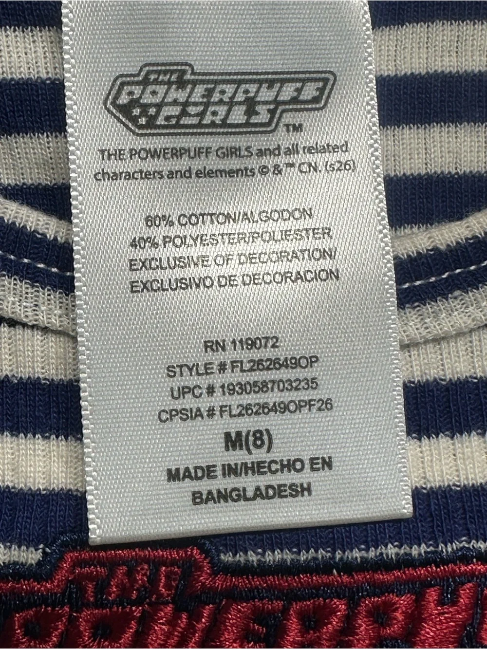 Blue Denim Girls' Overall Dress with Striped Tee — Powerpuff Patch Design